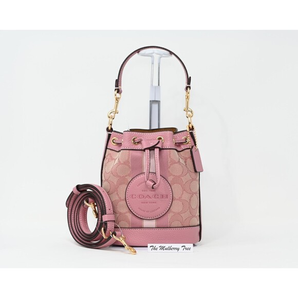 COACH DEMPSEY Mini Bucket Bag Signature Jacquard w Stripe & Patch C8322 NWT $278 - Picture 1 of 13